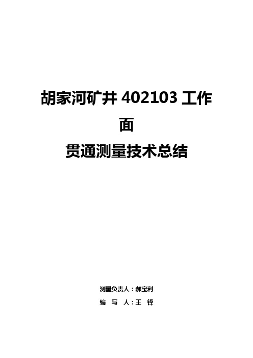 胡家河402103工作面贯通测量技术总结