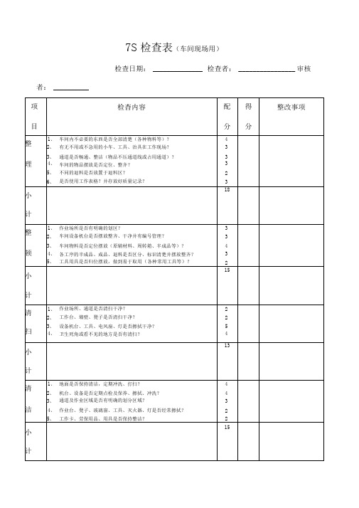 车间S检查表