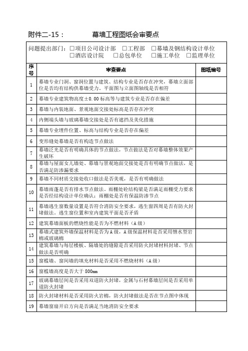 幕墙工程图纸会审要点