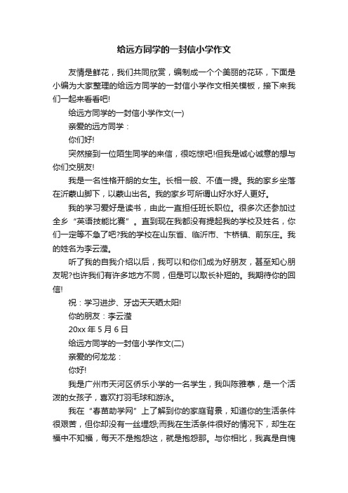 给远方同学的一封信小学作文