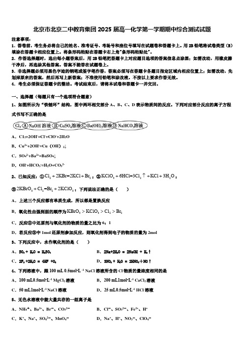 北京市北京二中教育集团2025届高一化学第一学期期中综合测试试题含解析