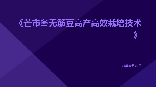 芒市冬无筋豆高产高效栽培技术