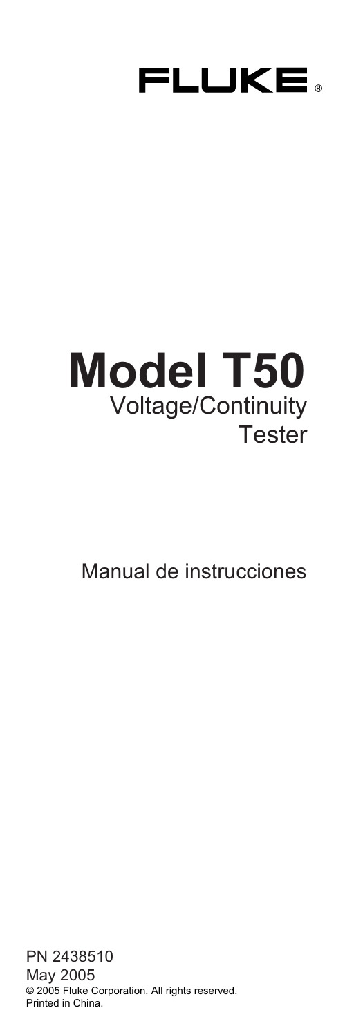 Fluke Corporation 电压 连续性测试仪 T50 用户手册说明书