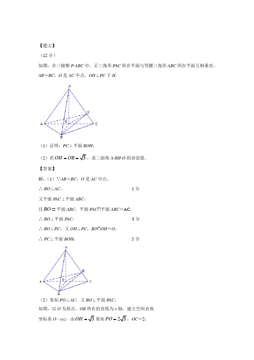 广东省揭阳市2019届高三上学期期末学业水平调研数学(理)试题 (7)