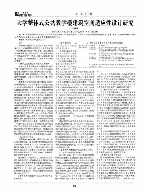 大学整体式公共教学楼建筑空间适应性设计研究