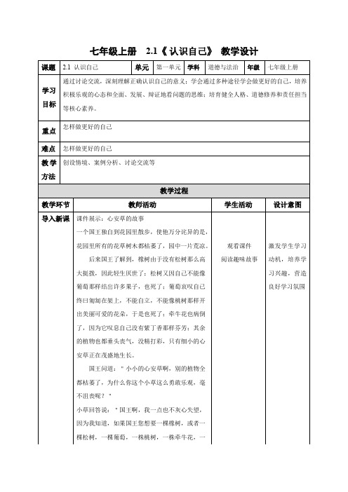 2.1《认识自己》(教学设计)(统编版2024)