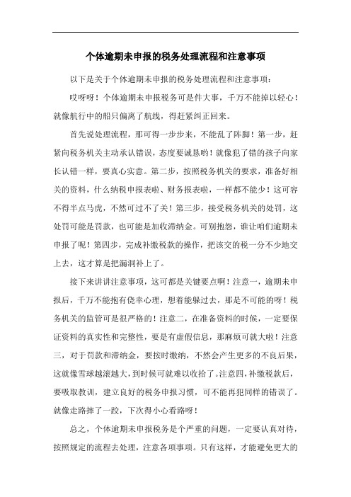 个体逾期未申报的税务处理流程和注意事项