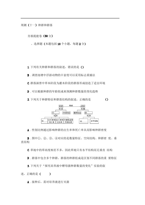 2018届高考生物第一轮总复习全程训练周测(十一)种群和群落