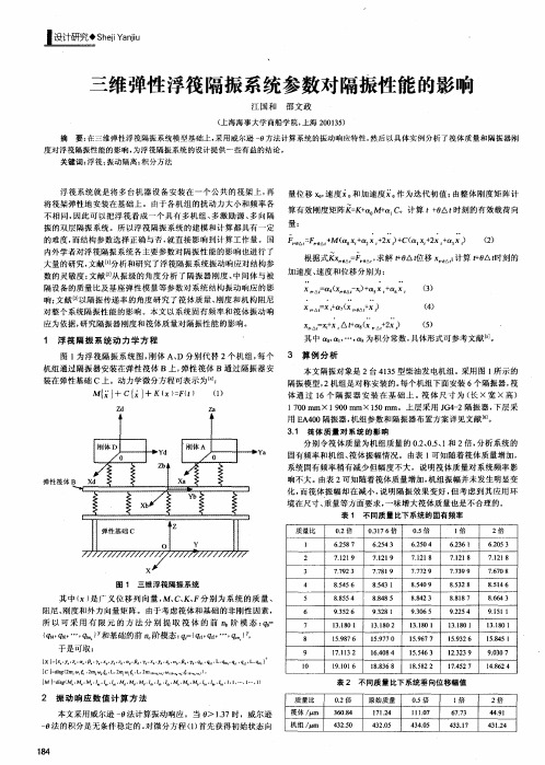 三维弹性浮筏隔振系统参数对隔振性能的影响