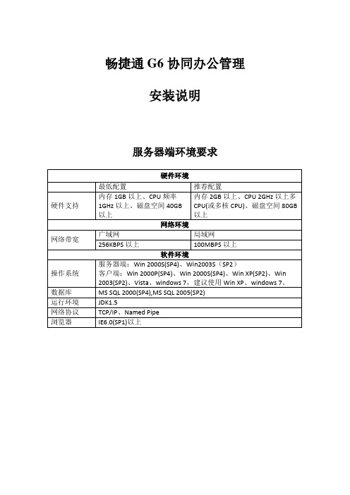 畅捷通G6协同办公管理安装说明