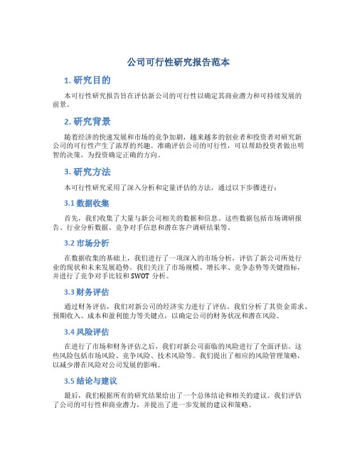 公司可行性研究报告范本