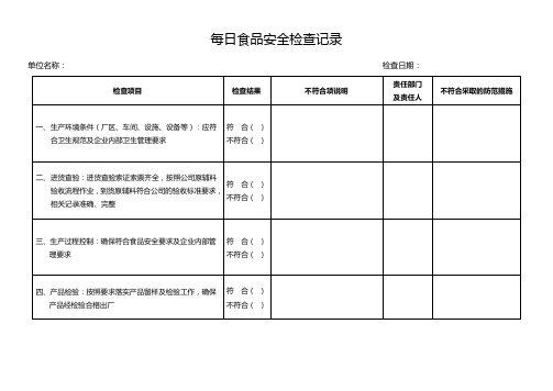 每日食品安全检查记录