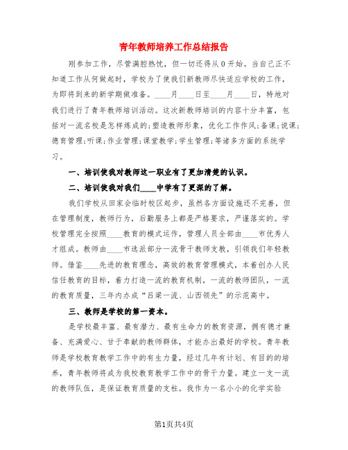 青年教师培养工作总结报告(3篇)