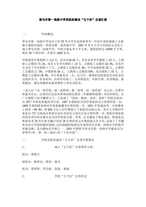 党组织建设“五个好”自查汇报