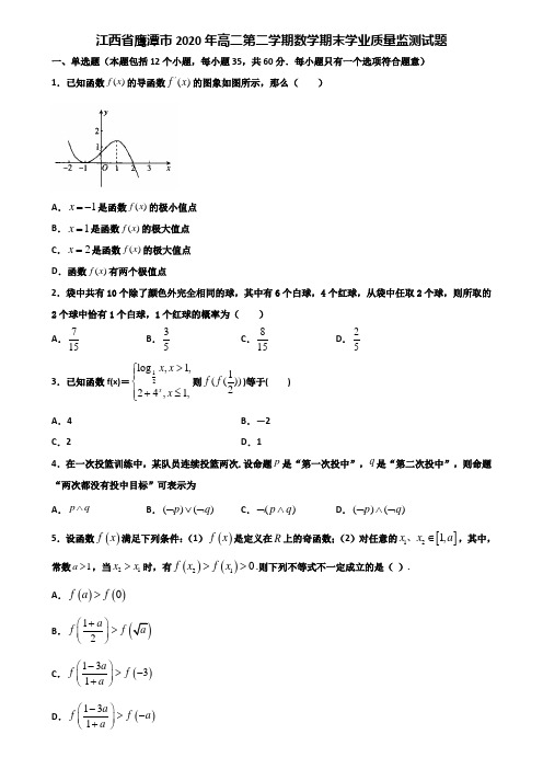 江西省鹰潭市2020年高二第二学期数学期末学业质量监测试题含解析