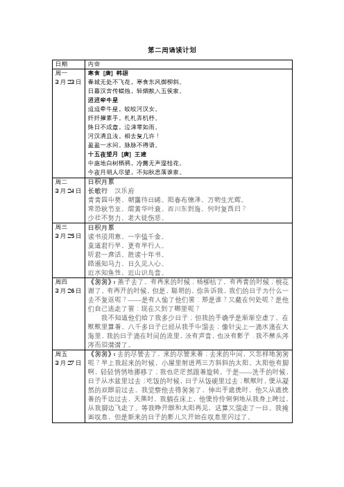 晨读背诵计划表-模板