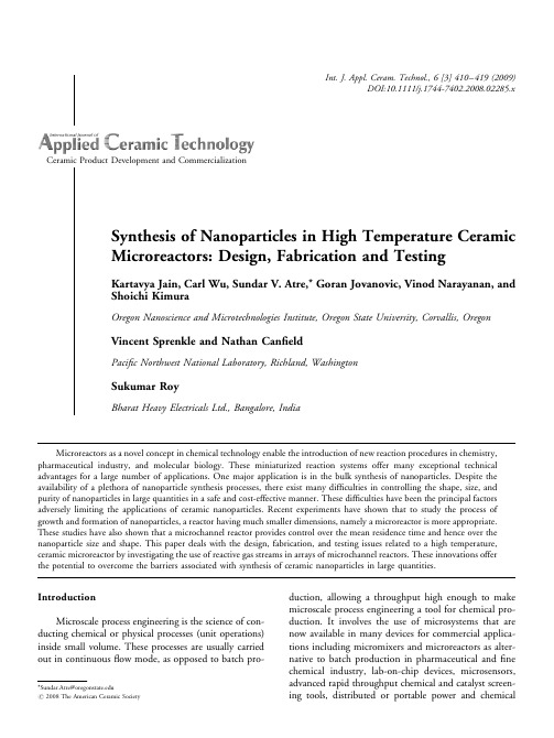 Synthesis of Nanoparticles in High Temperature Ceramic Microreactors