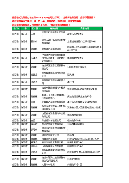 2020新版山西省临汾市汽车租赁有限公司工商企业公司商家名录名单黄页联系电话号码地址大全45家