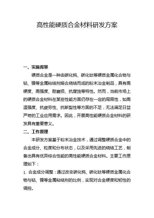 高性能硬质合金材料研发方案(一)