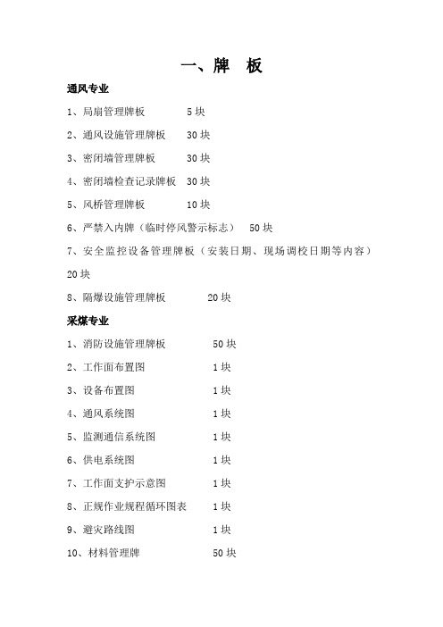 需要矿里投入和准备的材料、设备、资料