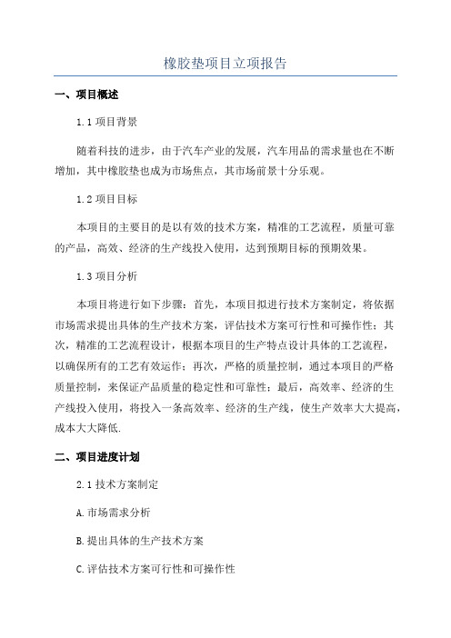 橡胶垫项目立项报告
