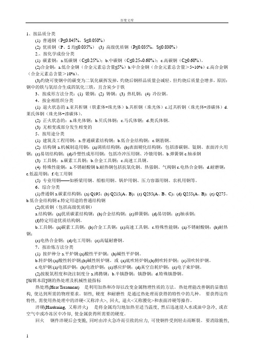 常识钢的种类特性