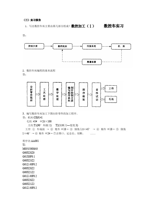 数控加工实习报告参考答案