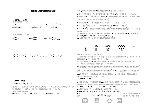 苏教版六年级小升初数学考试卷(含答案解析)