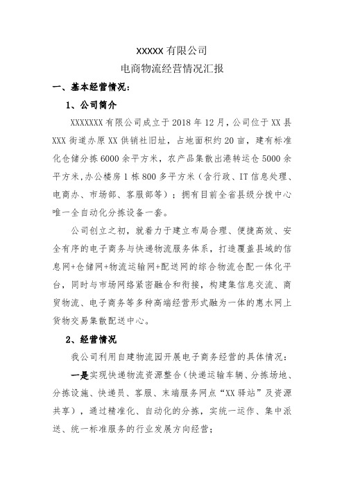 XXX公司电子商务物流园经营汇报
