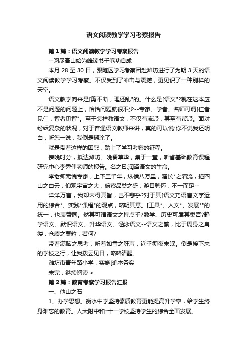 语文阅读教学学习考察报告