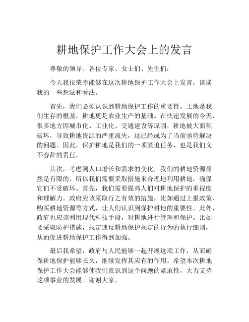 耕地保护工作大会上的发言