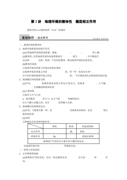 必修一第四单元 第2讲 地理环境的整体性 圈层相互作用案例分析——剖析桂林“山水”的成因