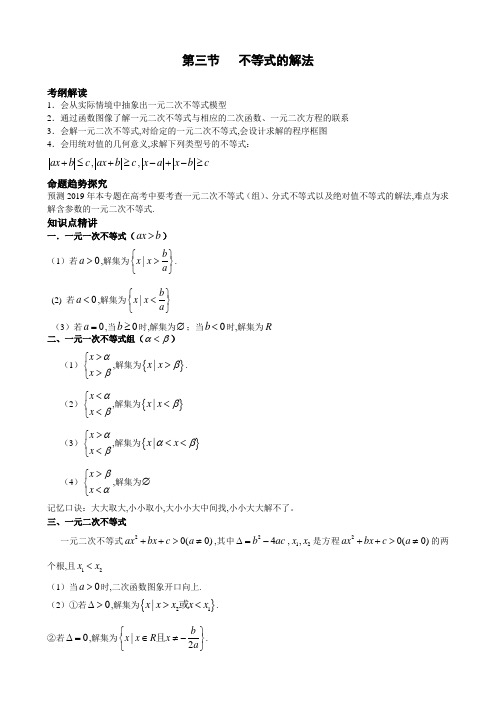 高中数学题型全面归纳  不等式的解法