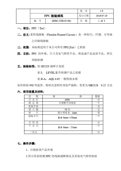 FPC检验规范