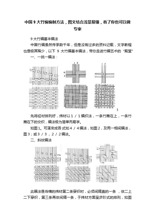 中国9大竹编编制方法，图文结合浅显易懂，看了你也可以做专家