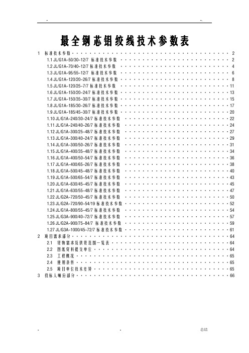 最全钢芯铝绞线技术参数表