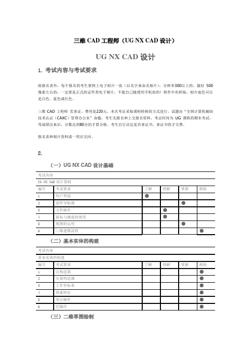 三维CAD工程师(考试内容与考试要求)