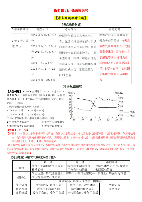 2016高考地理微专题：锋面雨天气(天气系统)