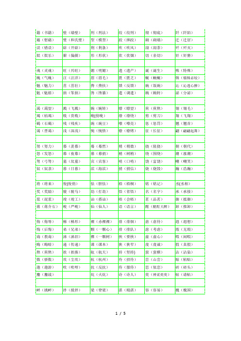 小学六年级语文常考形近字组词