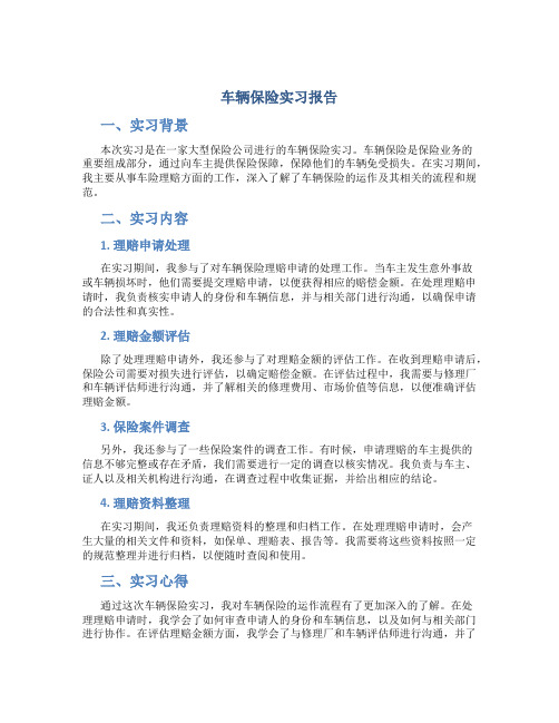 车辆保险实习报告