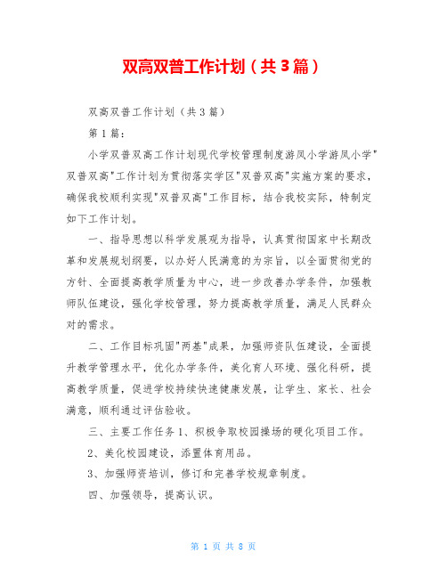 双高双普工作计划(共3篇)