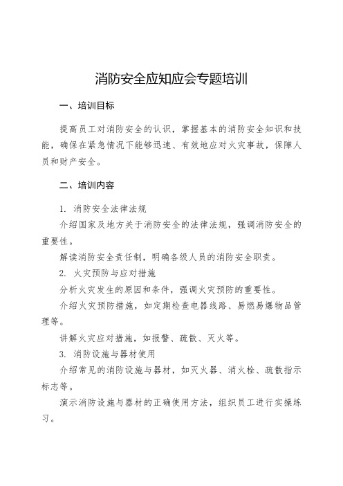 消防安全应知应会专题培训