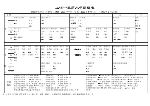 上海中医药大学课程表