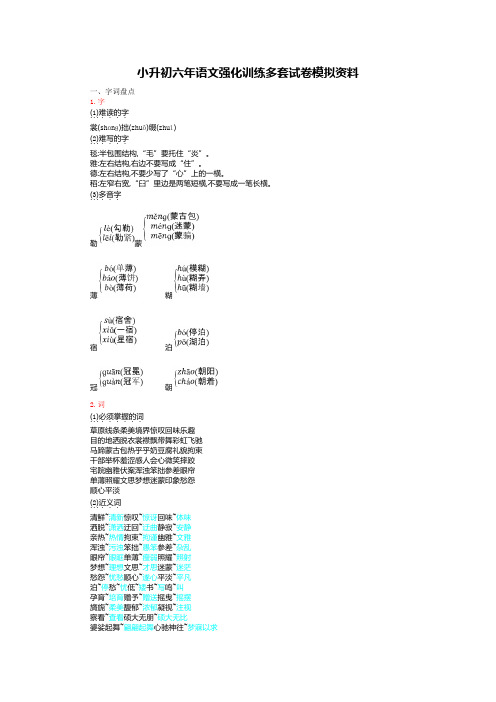 小升初六年语文强化训练多套试卷模拟资料2624