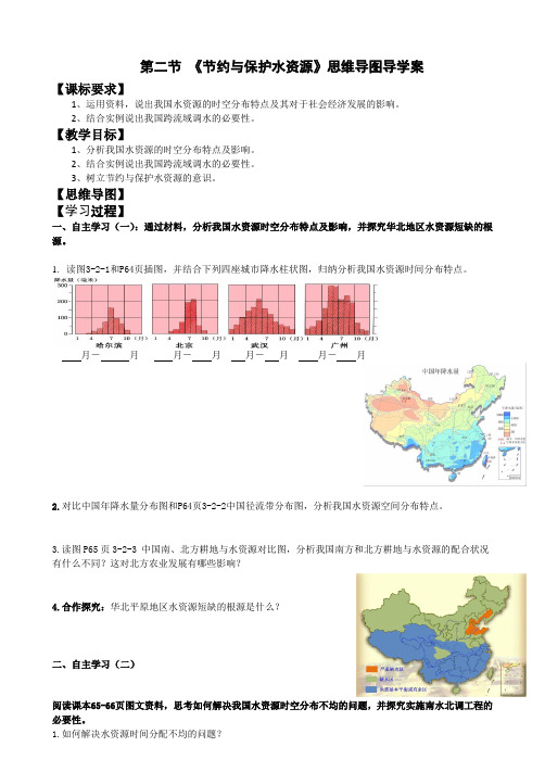 思维导图学案设计：商务星球版八上3.2节约和保护水资源