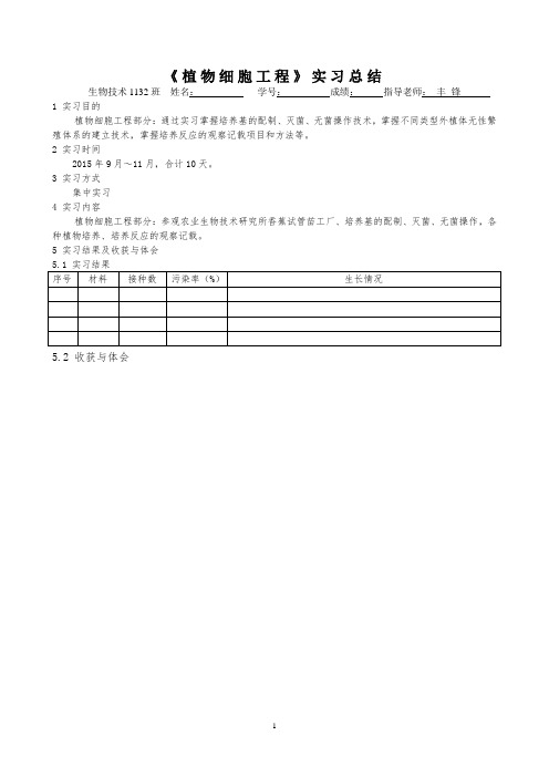 植物细胞工程实习报告