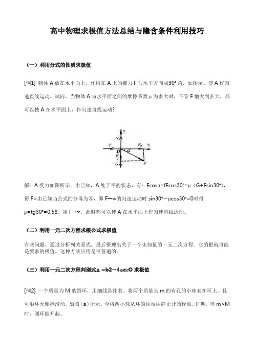 高中物理求极值方法总结与隐含条件利用技巧