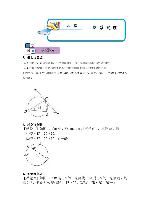 模型26 圆幂定理(原卷版)-中考数学解题大招复习讲义