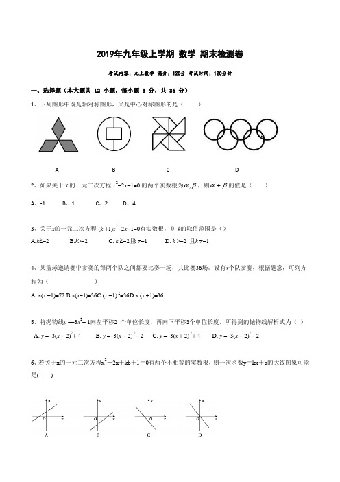 广西河池市2019-2020年学年初三预习班期末数学考试-2