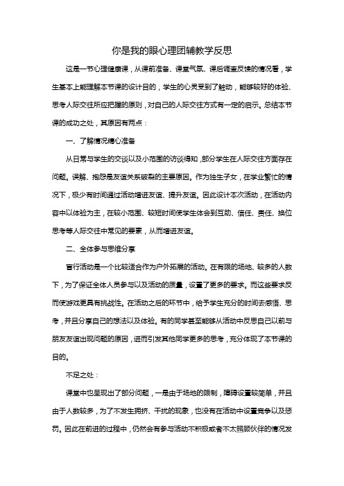 你是我的眼心理团辅教学反思